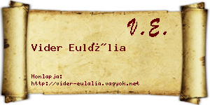 Vider Eulália névjegykártya